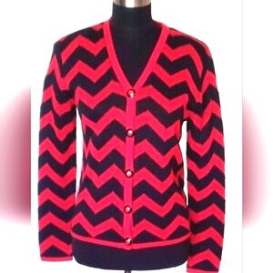 Dylan RED and Black Chevron Cardigan Sweater